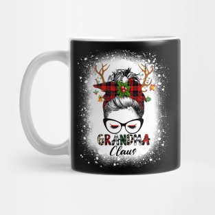 Grandma Claus Reindeer Messy Bun Christmas Bleached Mug